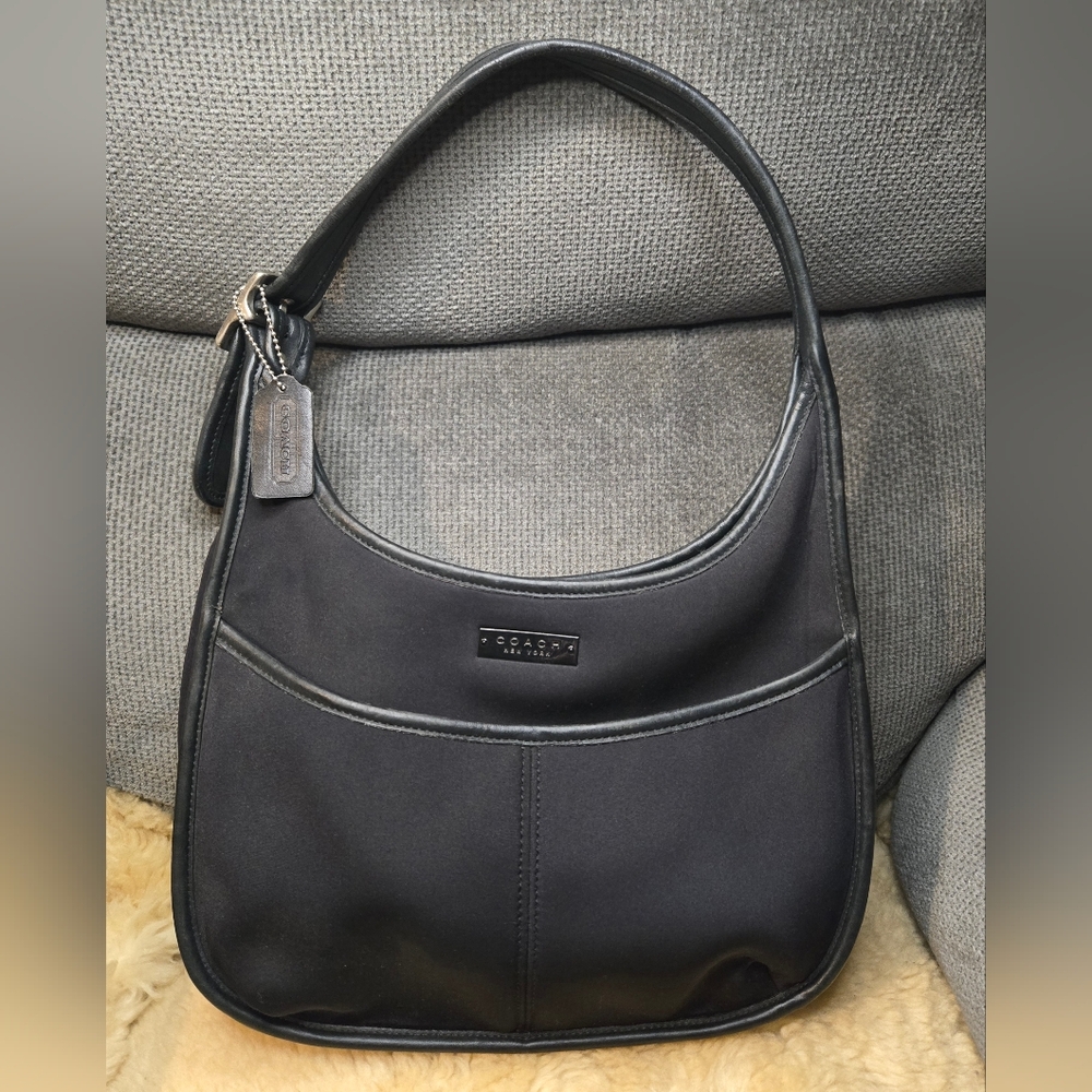 Vintage Coach Neoprene Ergo, black with nickel hardware